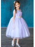 Tulle Ruffle Bodice Flower Girl Dress With Beaded Waist